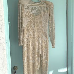 Knock out fully beaded cream colored dress w/slit